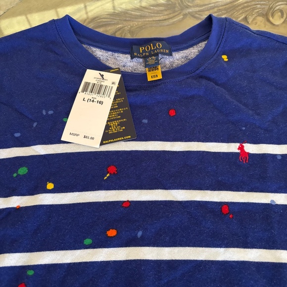 NWT Polo Ralph Lauren Paint Splatter Sweatshirt Kids Boys Size Large (14-16) - Picture 4 of 5